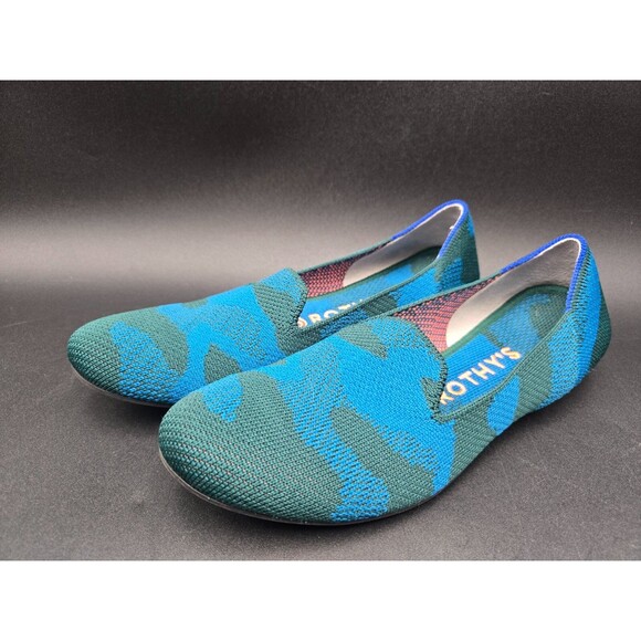 Rothys Shoes Womens Blue Green Slip On Knit Camo Camoflage Flats